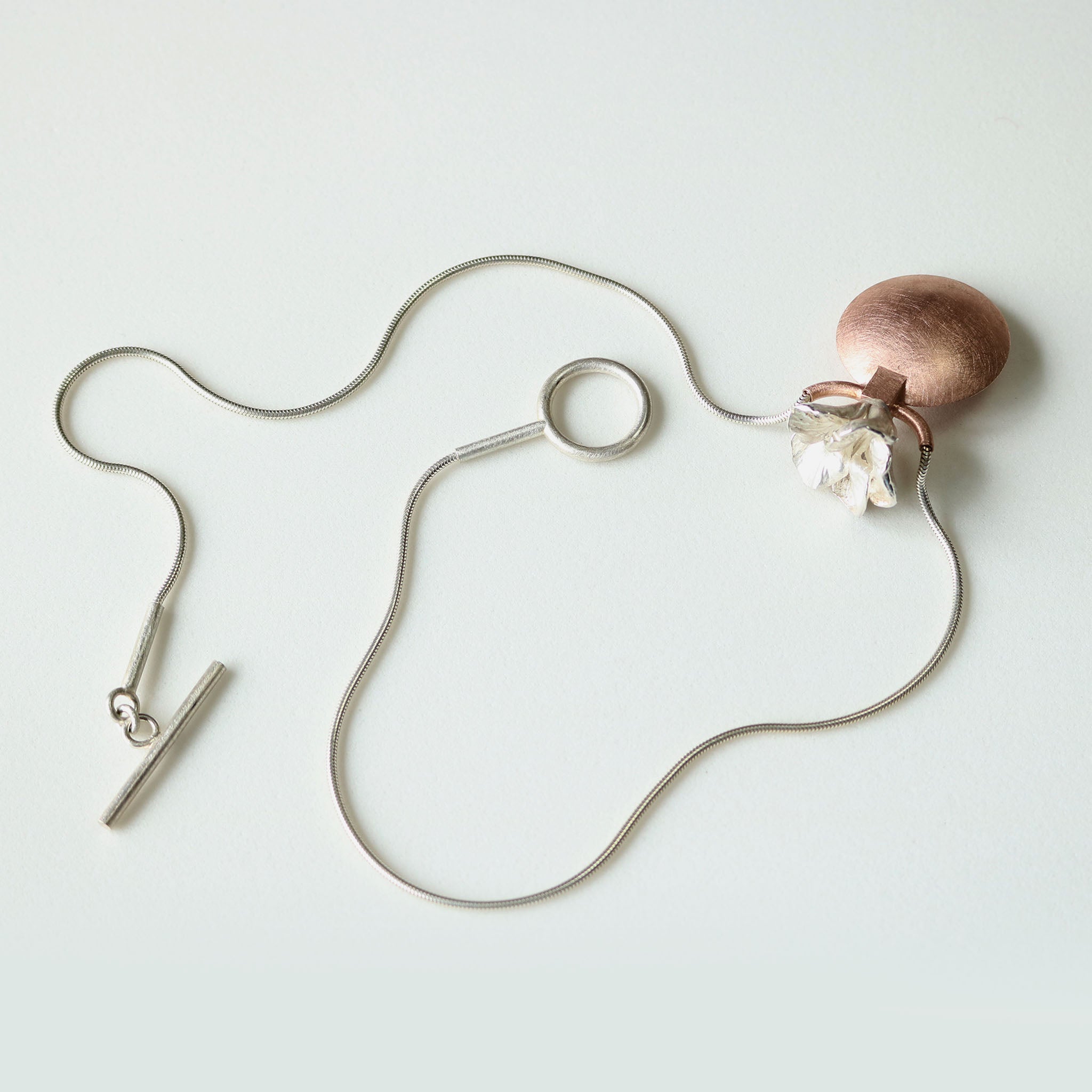 Copper Bottle Pendant with Silver and Plated Brass